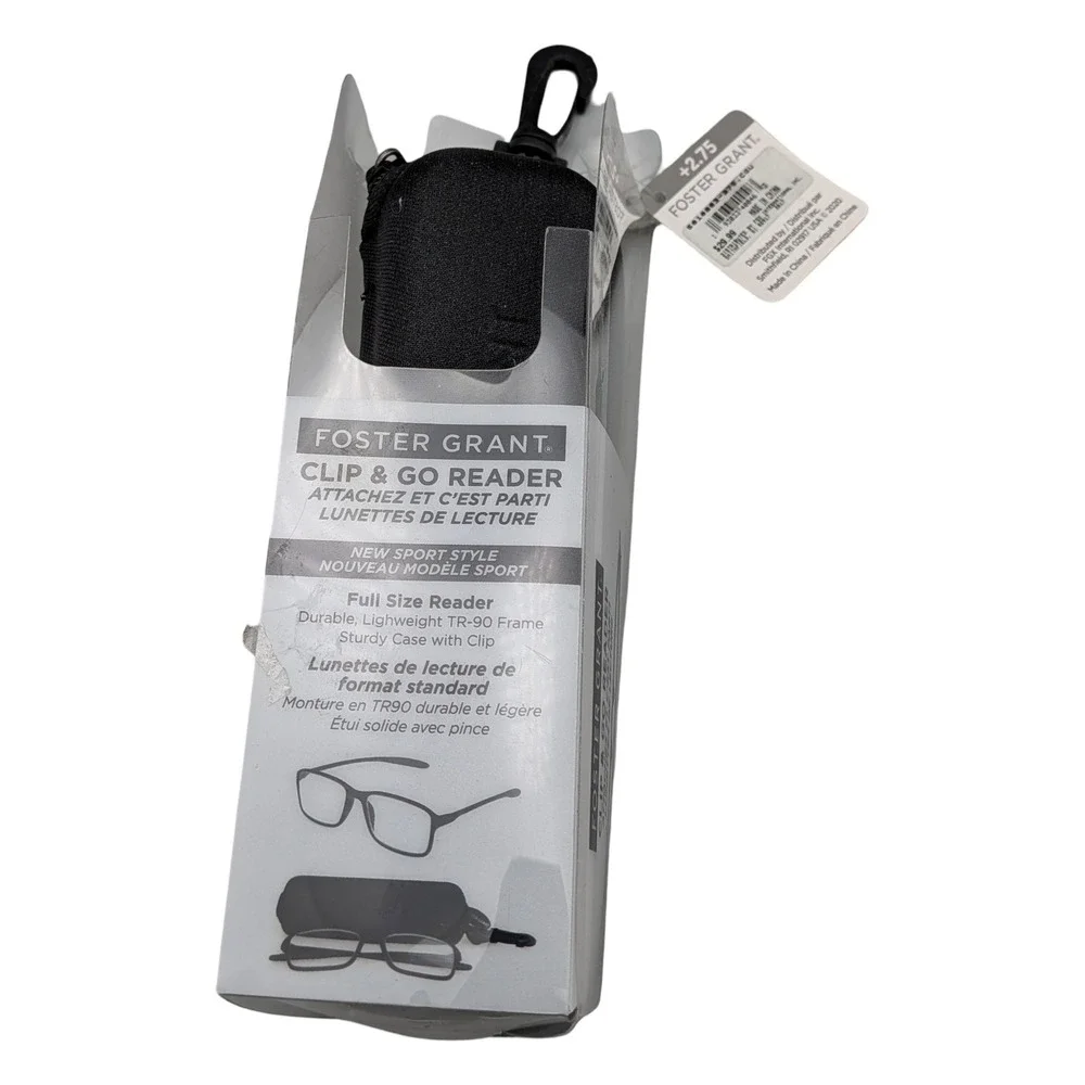 Foster Grant Clip & Go Reader FGMR2006 BLK  +2.75 Strength Sport Reading Glasses